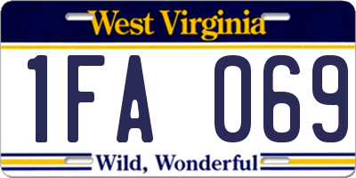 WV license plate 1FA069