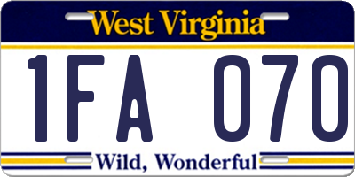 WV license plate 1FA070
