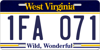 WV license plate 1FA071