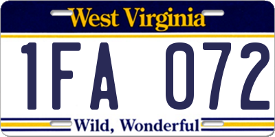 WV license plate 1FA072