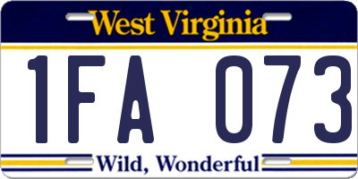 WV license plate 1FA073