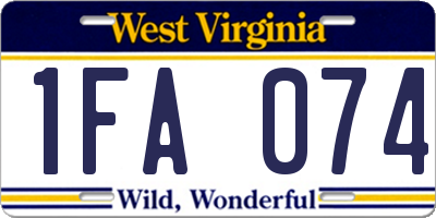 WV license plate 1FA074