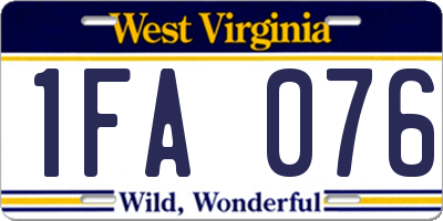 WV license plate 1FA076