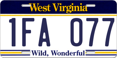 WV license plate 1FA077