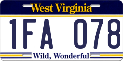 WV license plate 1FA078