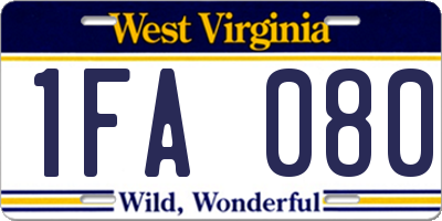 WV license plate 1FA080