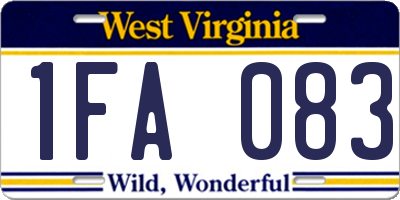 WV license plate 1FA083