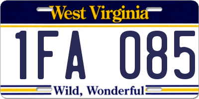 WV license plate 1FA085