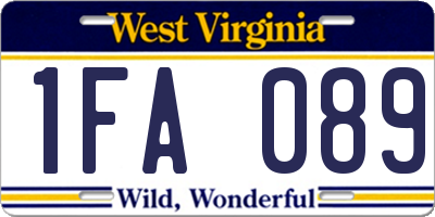WV license plate 1FA089