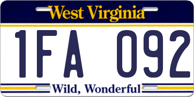 WV license plate 1FA092