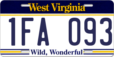 WV license plate 1FA093