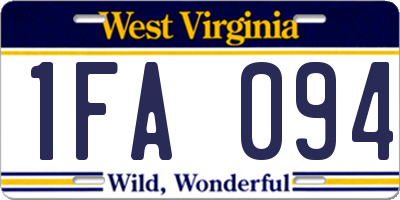 WV license plate 1FA094