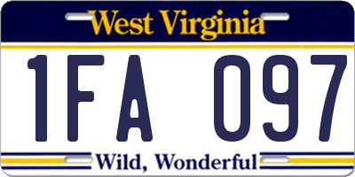 WV license plate 1FA097
