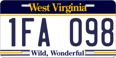 WV license plate 1FA098