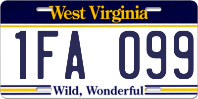 WV license plate 1FA099