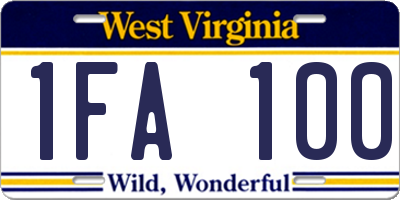 WV license plate 1FA100