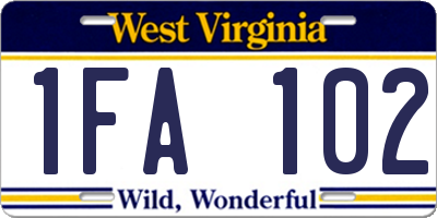 WV license plate 1FA102