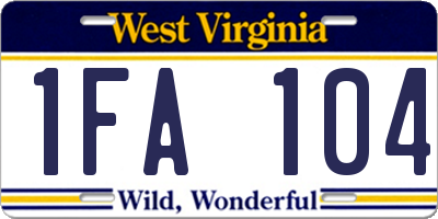 WV license plate 1FA104