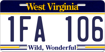 WV license plate 1FA106