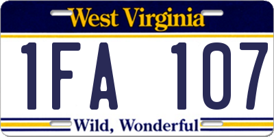 WV license plate 1FA107