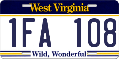 WV license plate 1FA108