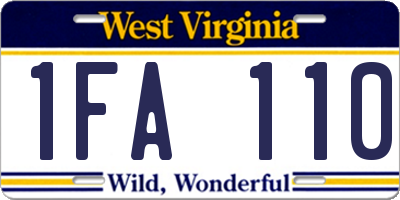 WV license plate 1FA110