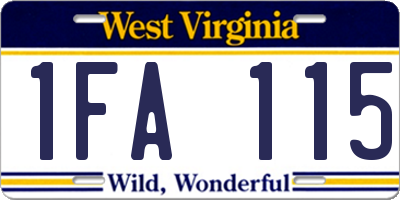 WV license plate 1FA115