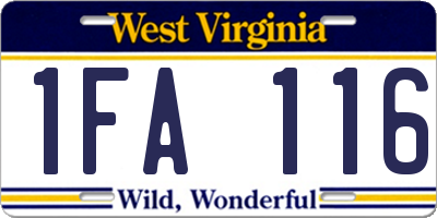 WV license plate 1FA116
