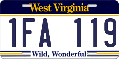 WV license plate 1FA119