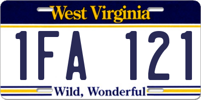 WV license plate 1FA121