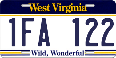 WV license plate 1FA122