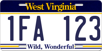 WV license plate 1FA123