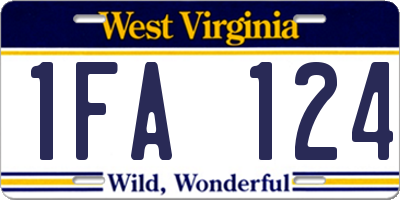 WV license plate 1FA124