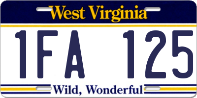 WV license plate 1FA125