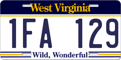 WV license plate 1FA129