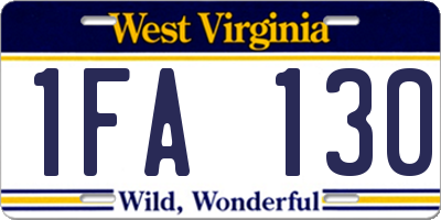 WV license plate 1FA130