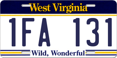 WV license plate 1FA131