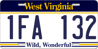 WV license plate 1FA132