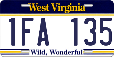 WV license plate 1FA135