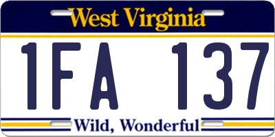 WV license plate 1FA137