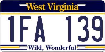 WV license plate 1FA139