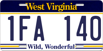 WV license plate 1FA140