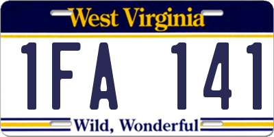 WV license plate 1FA141