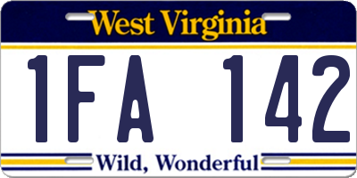 WV license plate 1FA142