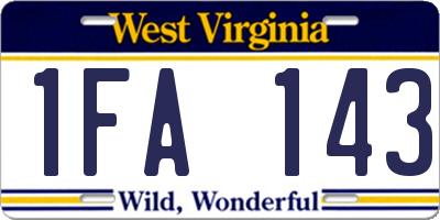 WV license plate 1FA143