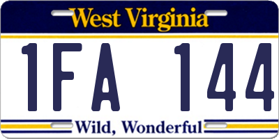 WV license plate 1FA144