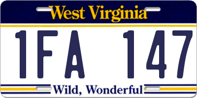 WV license plate 1FA147