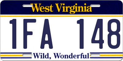 WV license plate 1FA148