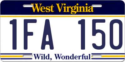 WV license plate 1FA150