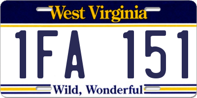 WV license plate 1FA151